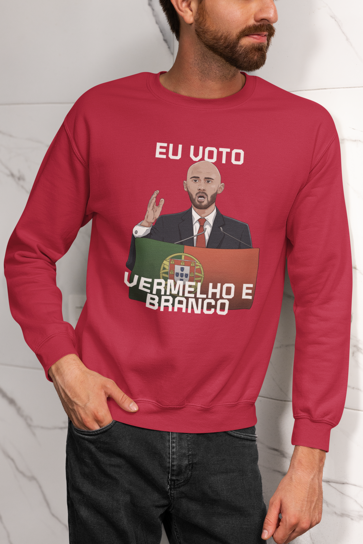 Camisola Eu Voto Vermelho e Branco