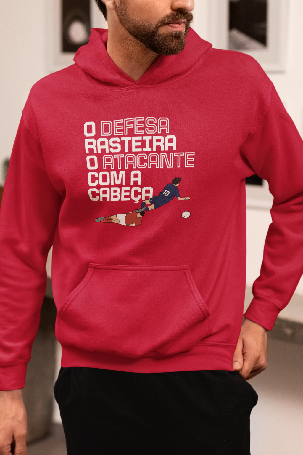 Camisola “O defesa rasteira o atacante com a cabeça”